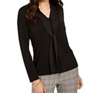 CHARTER CLUB long sleeve blouse size L black color